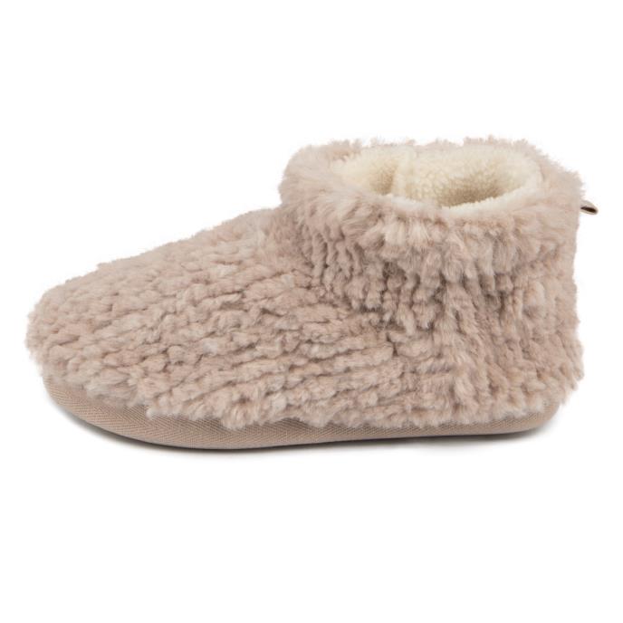 totes Ladies Faux Fur  Short Boot Slippers Oat