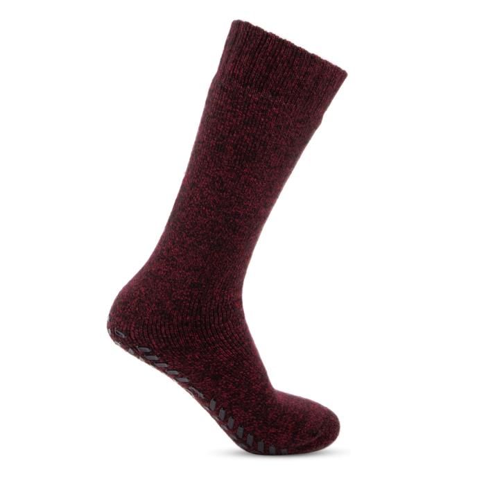 totes Mens Premium Thermal Wool Blend Slipper-Sock Burgundy Twist