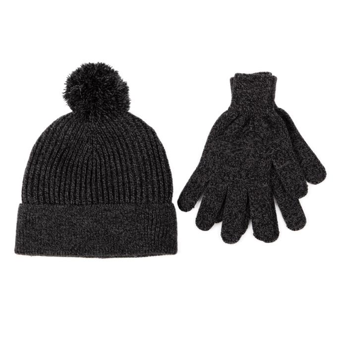 totes Mens Hat &amp; Glove Gift Set Black / Grey