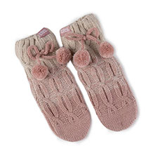 totes Girls Knitted Chunky Slipper Socks