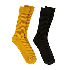 totes Mens Twin Pack Ribbed Wool Blend Socks