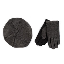 totes Mens Baker Boy Tweed Cap and Gloves with Suede Palm Gift Set