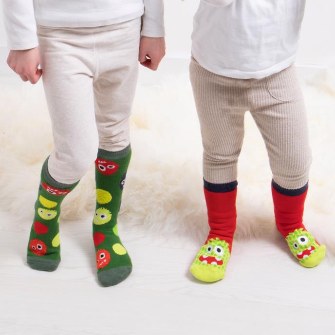 totes toasties Childrens Original Slipper Socks (Twin Pack) Monster