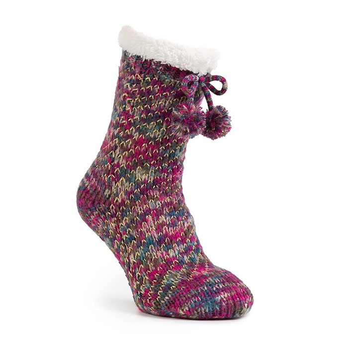 totes Ladies Chunky Knit Pom Pom Socks totes ISOTONER