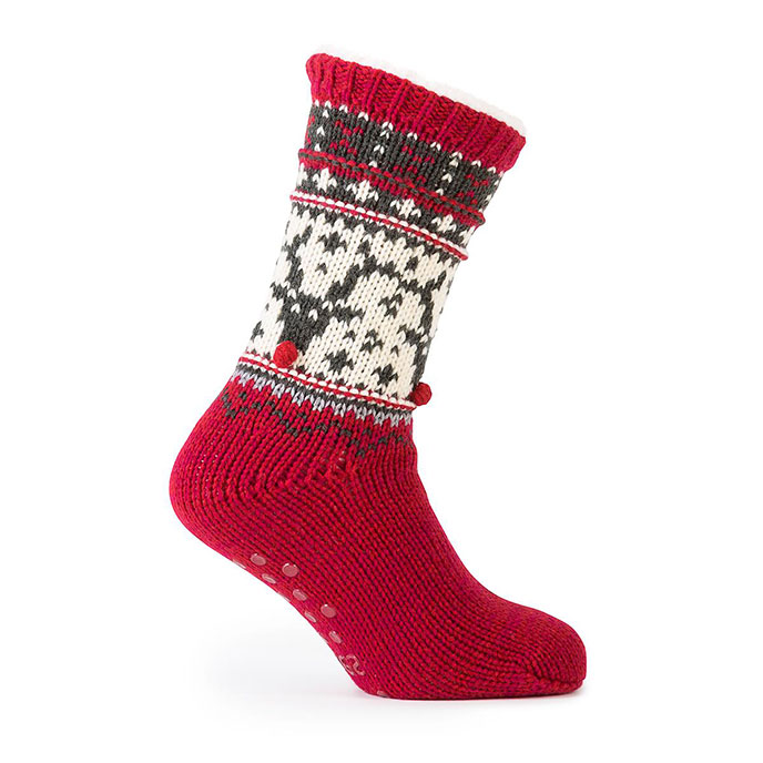 totes Mens Chunky Knit Fairisle Slipper Socks totes ISOTONER