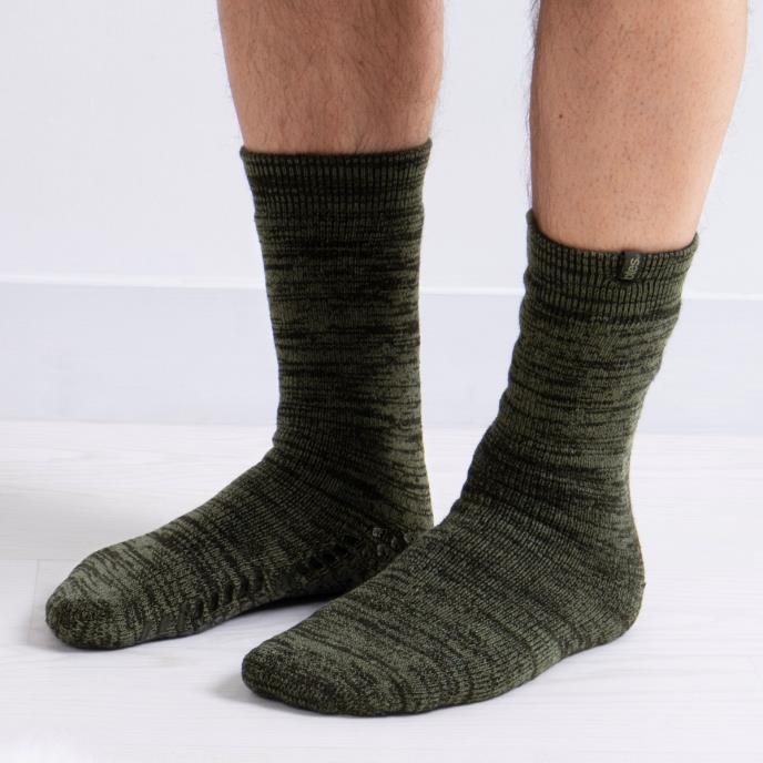 totes toasties Mens Recycled Thermal Original Slipper Socks Khaki