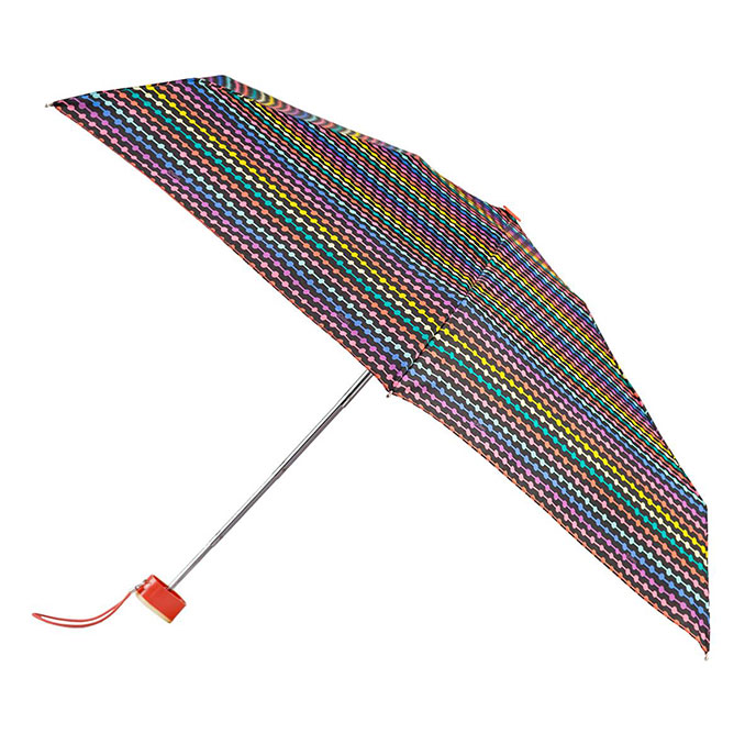totes Miniflat Bright Bead Stripe Print Umbrella (5 Section) totes