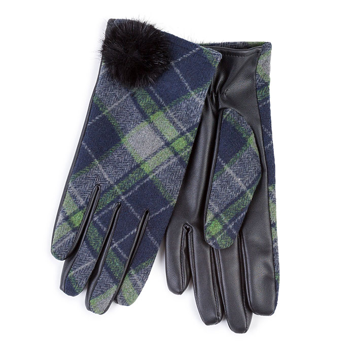 Isotoner Ladies Check and Pom Pom Gloves totes ISOTONER