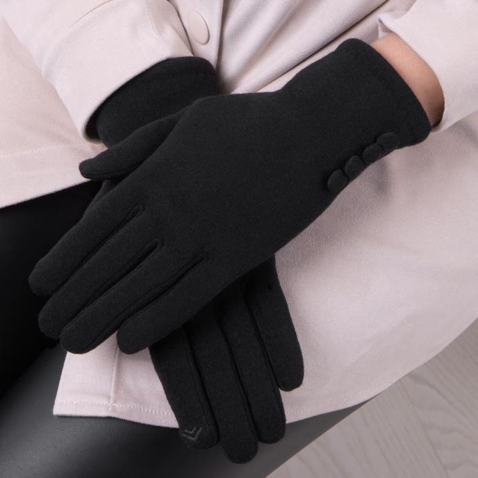 Isotoner Ladies Thermal SmarTouch Glove With Button Detail Black