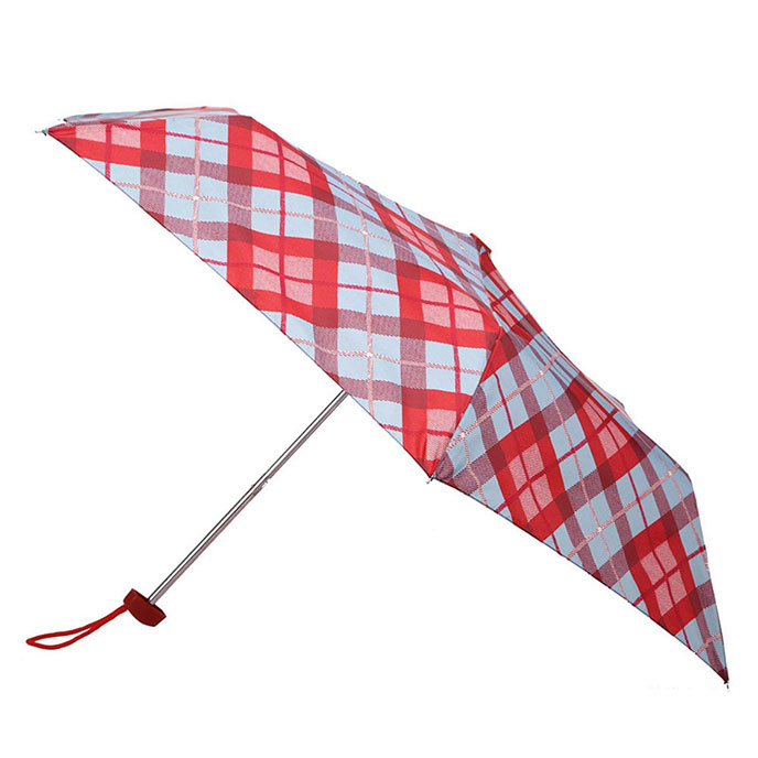 totes Duck Egg Diamond Check MiniFlat Umbrella (3 Section) totes ISOTONER