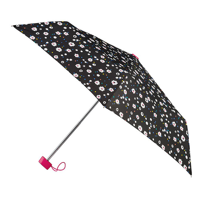 totes Miniflat Dotty Daisy Print Umbrella (3 Section) totes ISOTONER