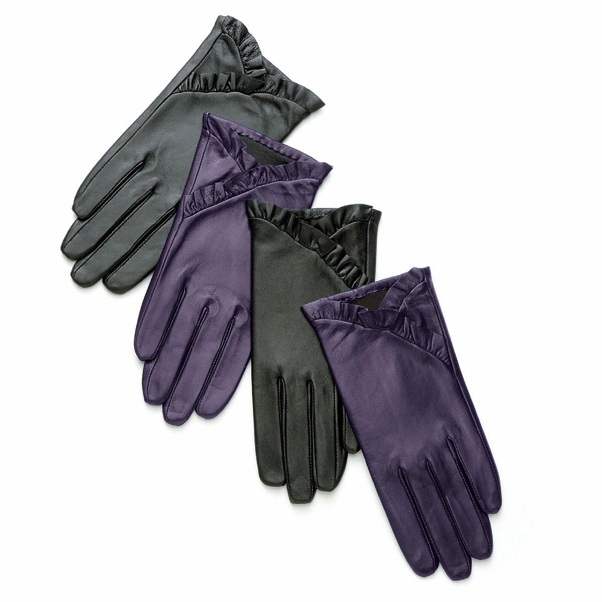 isotoner Frilled Edge Leather Glove