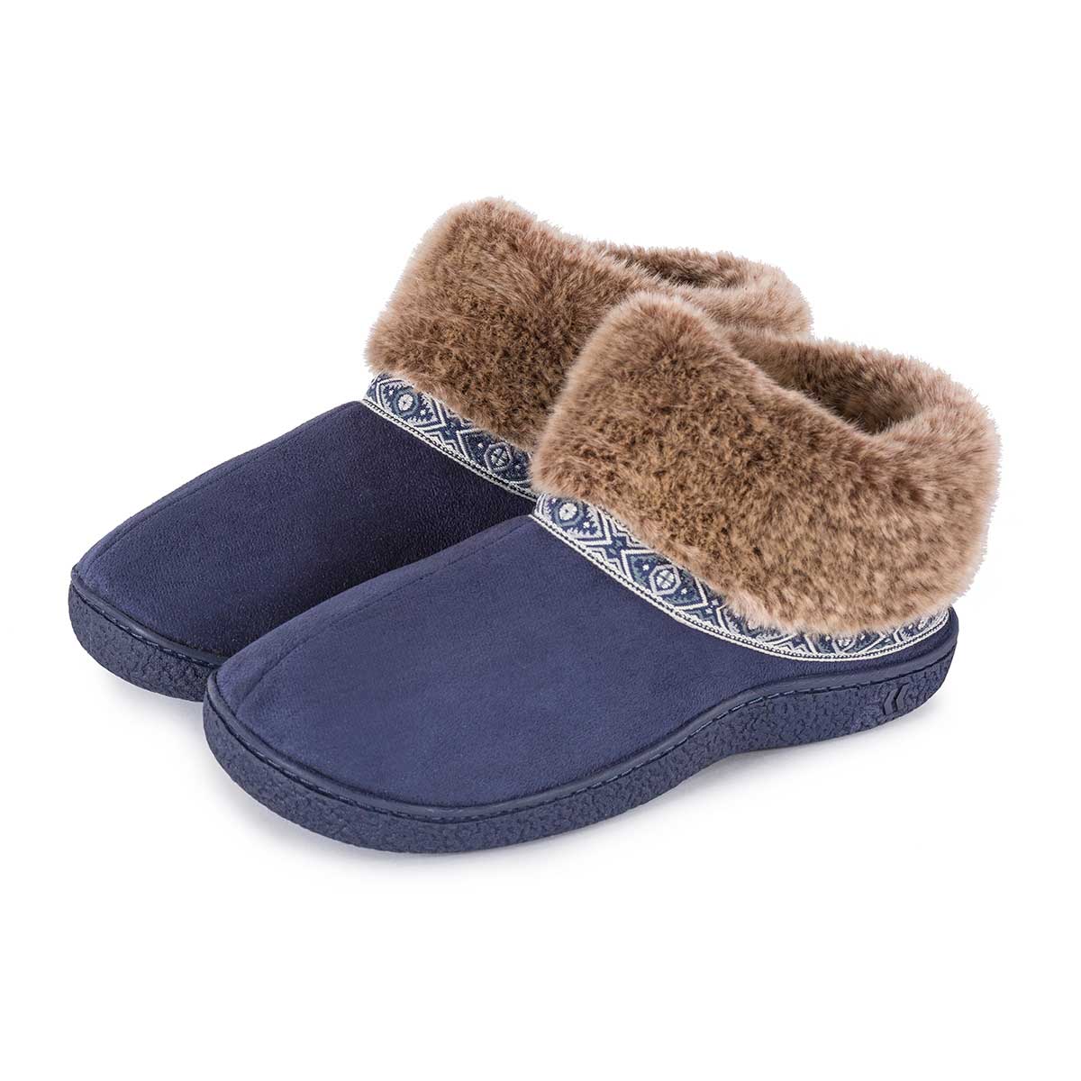 Isotoner Ladies Pillowstep Bootie Slippers with Fur Cuff eBay