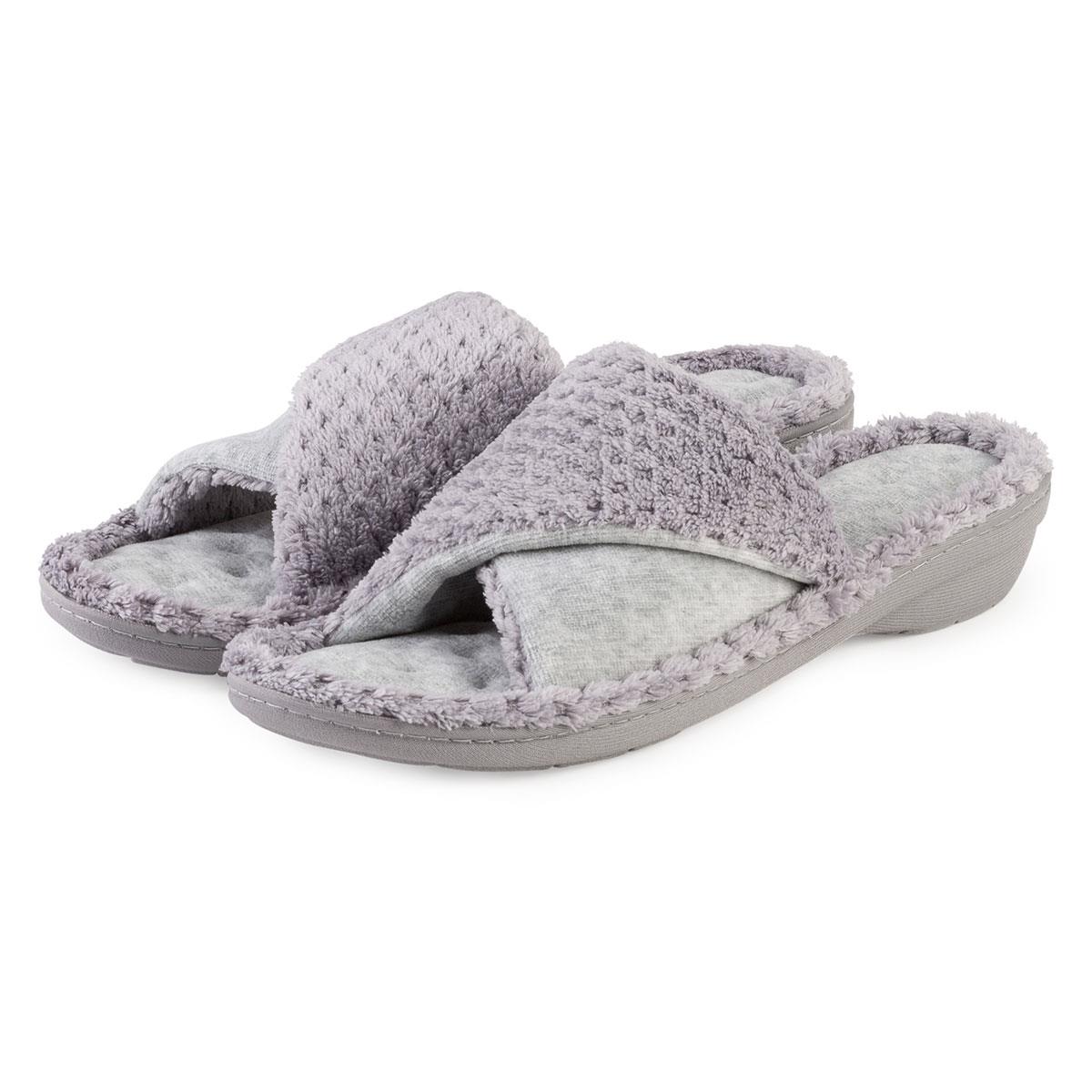 Isotoner Ladies Popcorn Turnover Open Toe Slippers - Picture 3 of 4