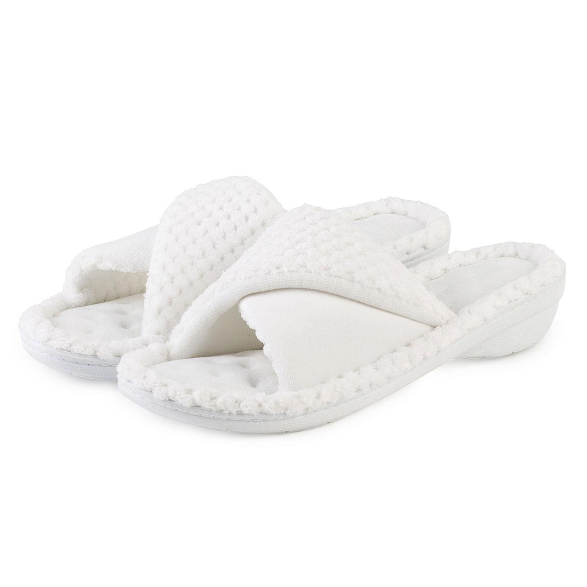 Isotoner Ladies Popcorn Turnover Open Toe Slippers - Picture 4 of 4