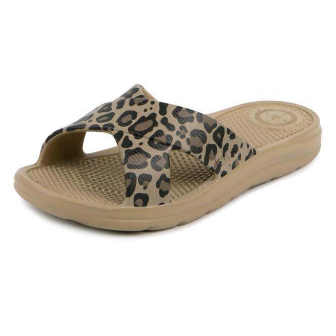 totes&#174; SOLBOUNCE  Ladies Cross Slide Natural Leopard