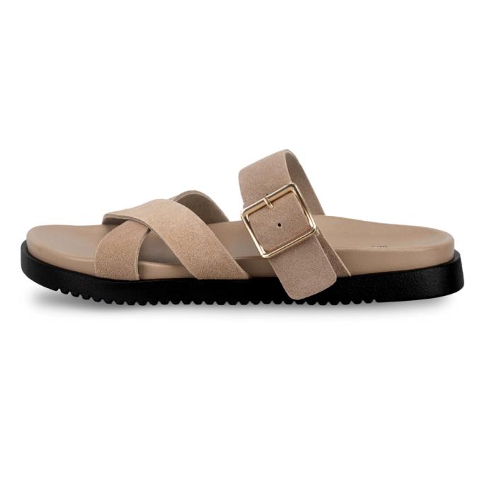 totes® Ladies Suede Cross Strap Sandal Sand