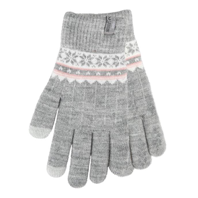 totes toasties&#174; Ladies Stretch Knitted SmarTouch Gloves Grey Fair Isle