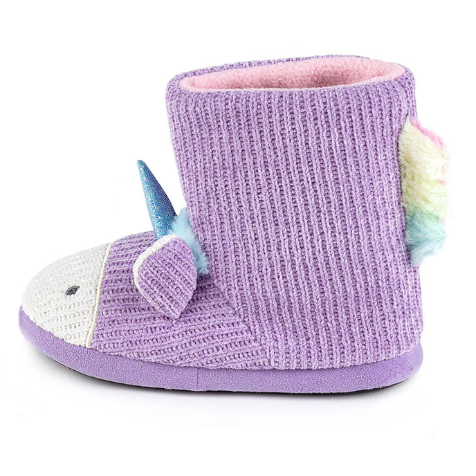 totes Girls Tall Unicorn Boot Slipper  Lilac