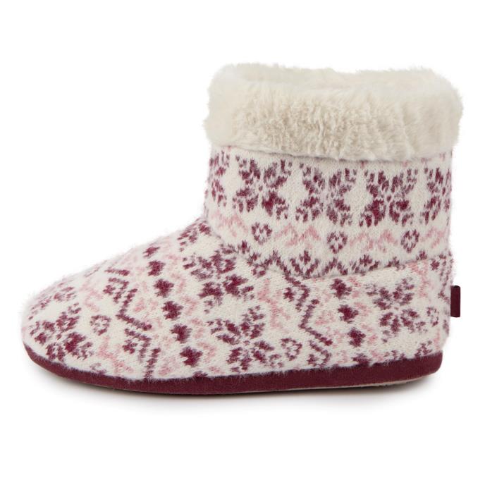 totes toasties&#174; Ladies Fair Isle Knit Boot Slippers With Faux Fur Cuff