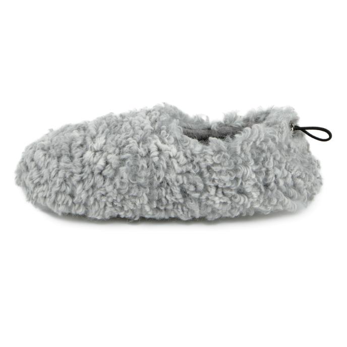 totes Ladies Faux Fur Full Back Slippers Grey