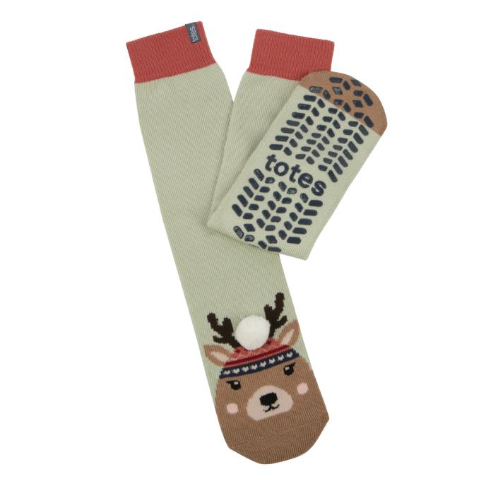 totes toasties Ladies Single Original Slipper Socks Reindeer