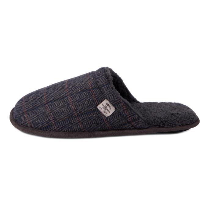 totes Mens Wool Blend Herringbone Mule Slippers