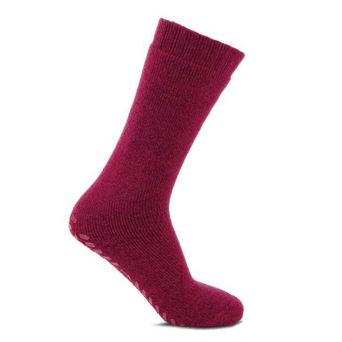 totes Ladies Premium Single Recycled Thermal Brushed Wool Blend Slipper Sock Pink Twist 