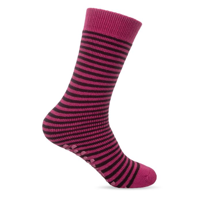 totes toasties® Ladies Thermal Brushed Original Slipper Socks Berry Stripe