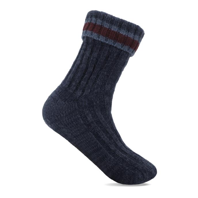 totes toasties® Mens Fleece Lined Chunky Rib Slipper Sock Blue