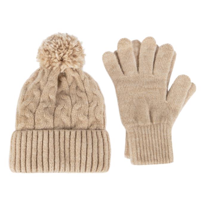 totes toasties Ladies Knitted Hat &amp; Glove Gift Set Oat