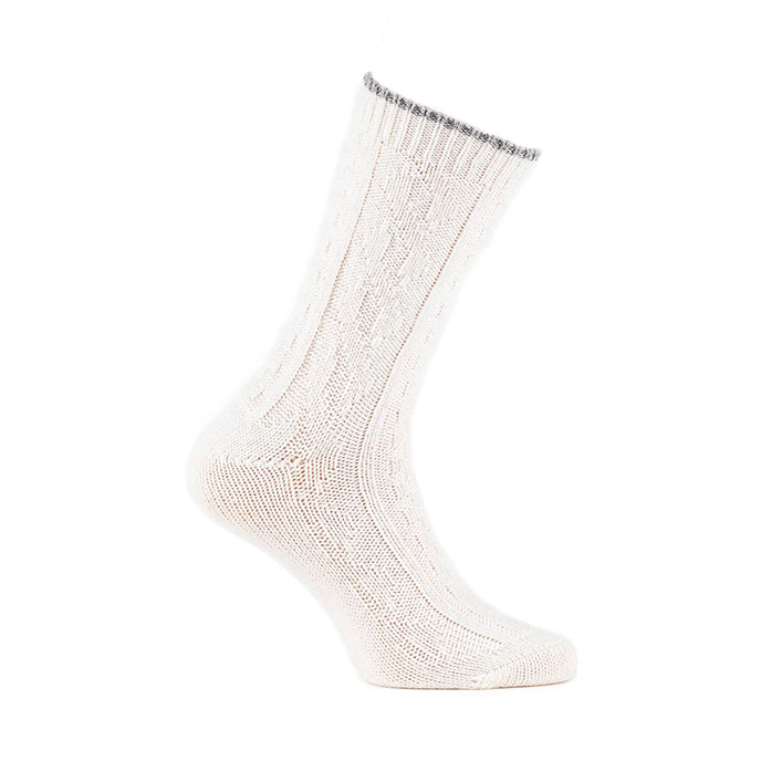 totes Ladies Cashmere Blend Slouch Bed Socks with Cable Knit Detail  Cream