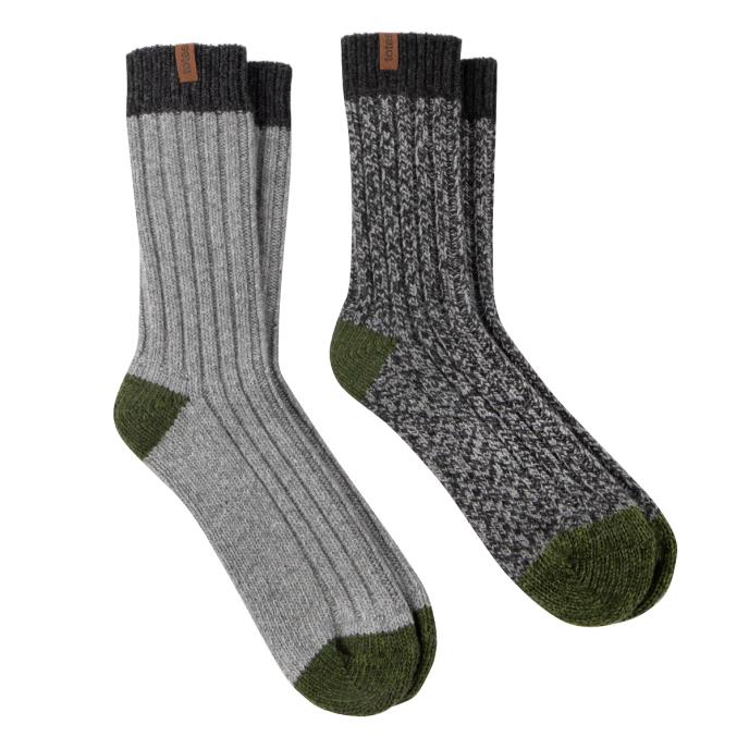 totes Mens Chunky Twist Wool Blend Boot Socks (Twin Pack)