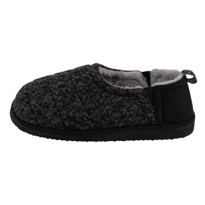 totes Mens Quilted Full Back Slipper With EVA Sole Black
