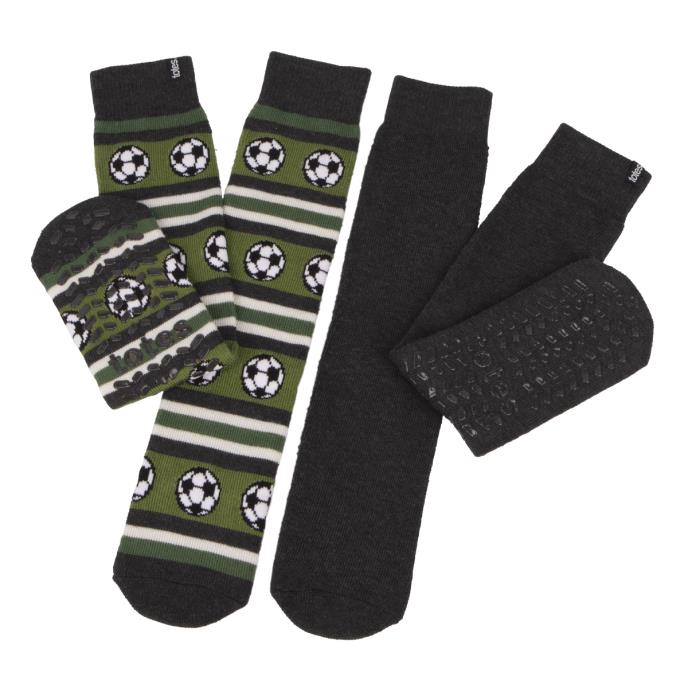 totes toasties Mens Original Slipper Socks (Twin Pack) Football