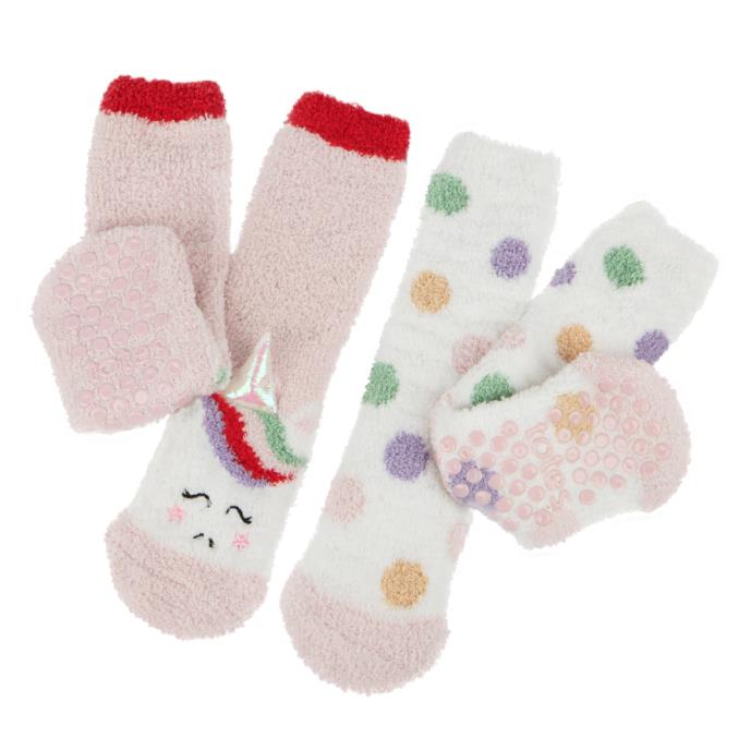 totes toasties Girls Super Soft Slipper Socks (Twin Pack) Unicorn