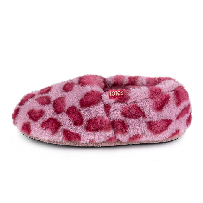 totes Girls Short Full Back Slipper Leopard