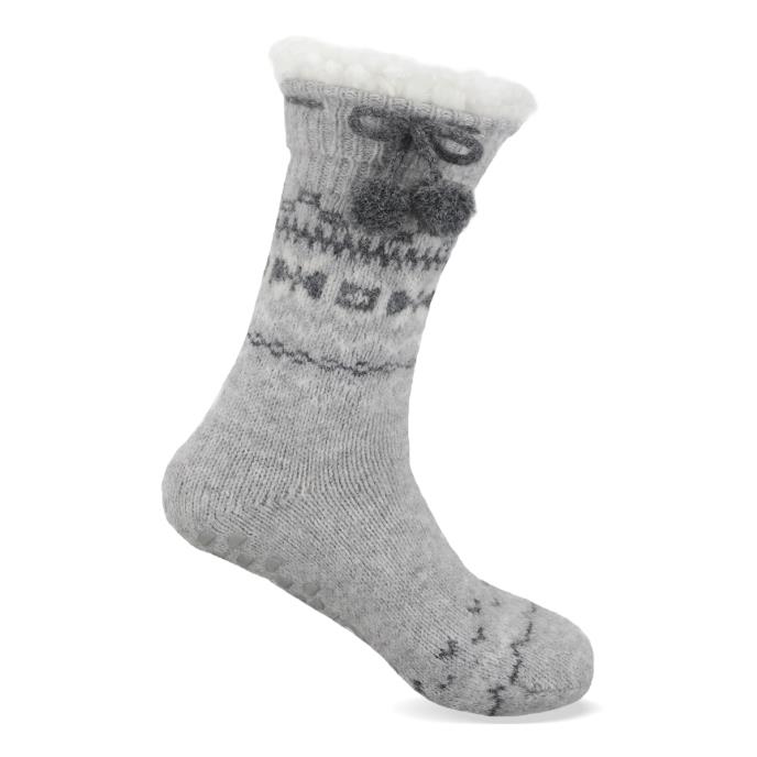 totes toasties® Ladies Fair Isle Chenille Slipper Socks Grey