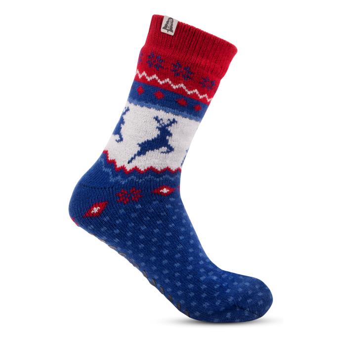 totes Mens Sherpa Lined Fair Isle Slipper Socks