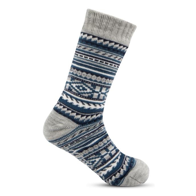 totes toasties&#174; Mens Sherpa Lined Fair Isle Slipper Socks Blue Fair isle