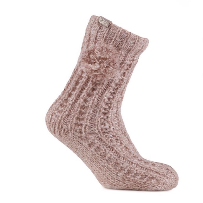 totes Ladies Luxury Sparkle Slipper Socks Pink