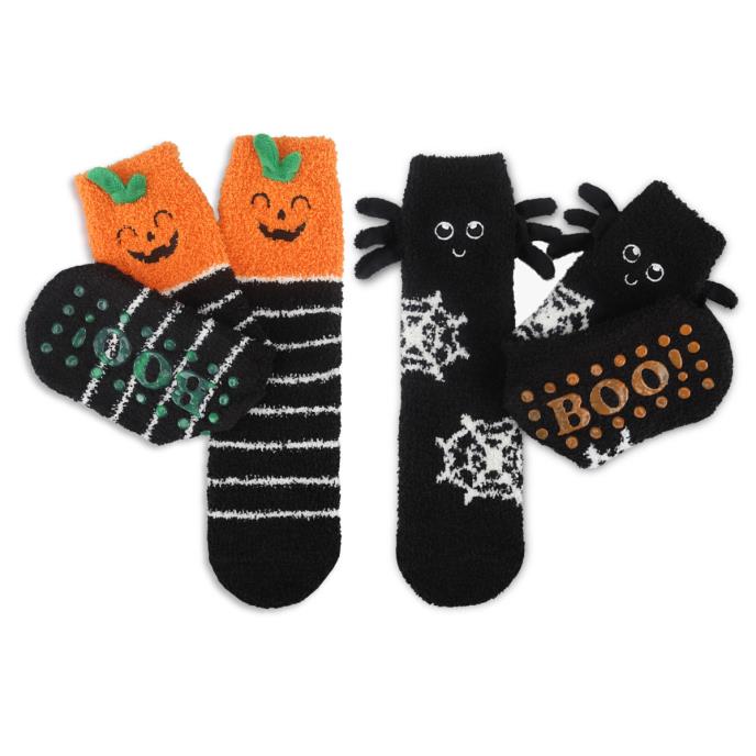 totes toasties® Childrens Twin Pack Super Soft Cosy Slipper Sox Halloween