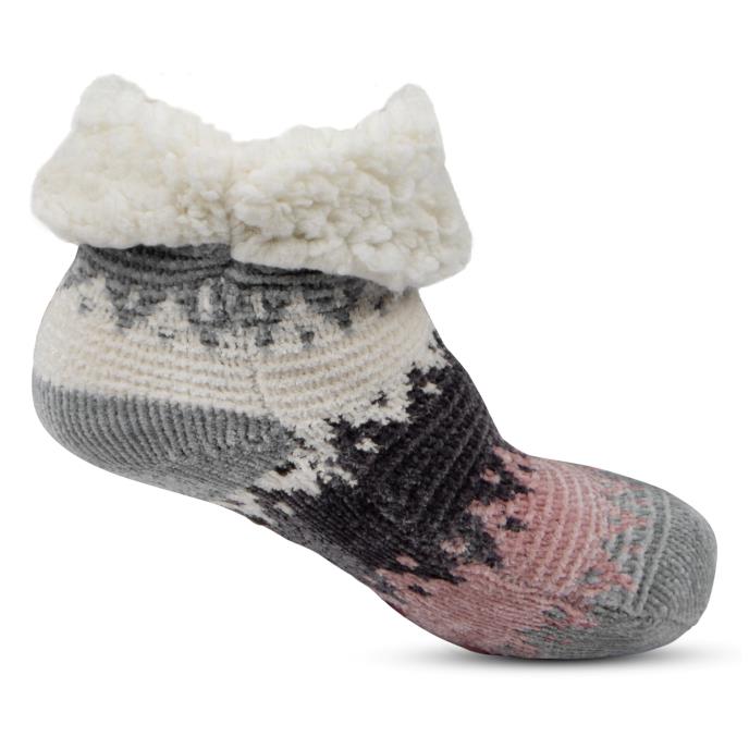 totes Ladies Crop Chenille Knitted Slipper Socks Multi