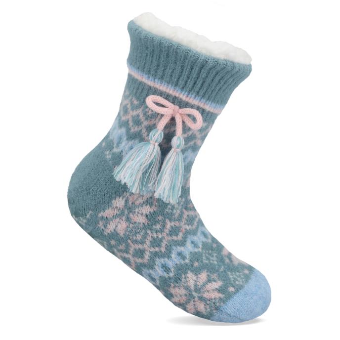 totes toasties® Ladies Chenille Crop Knitted Slipper Socks Teal