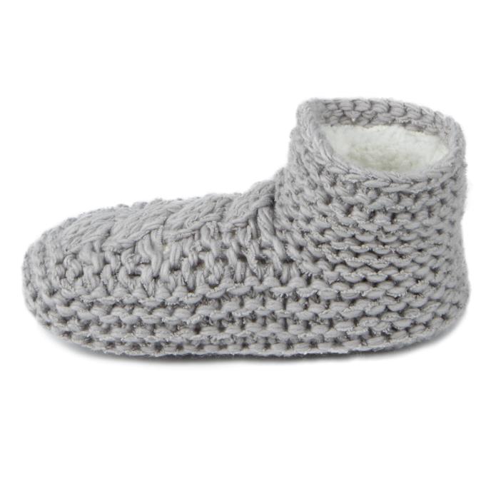 totes Ladies Chunky Knit Booties Grey