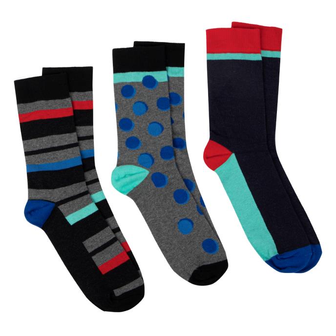 totes Mens Triple Pack Ankle Socks Multi