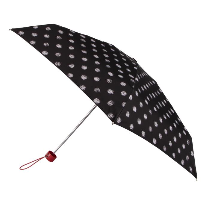 totes&#174; Compact Round B&amp;W Stitched Dots Print Umbrella (3 Section)
