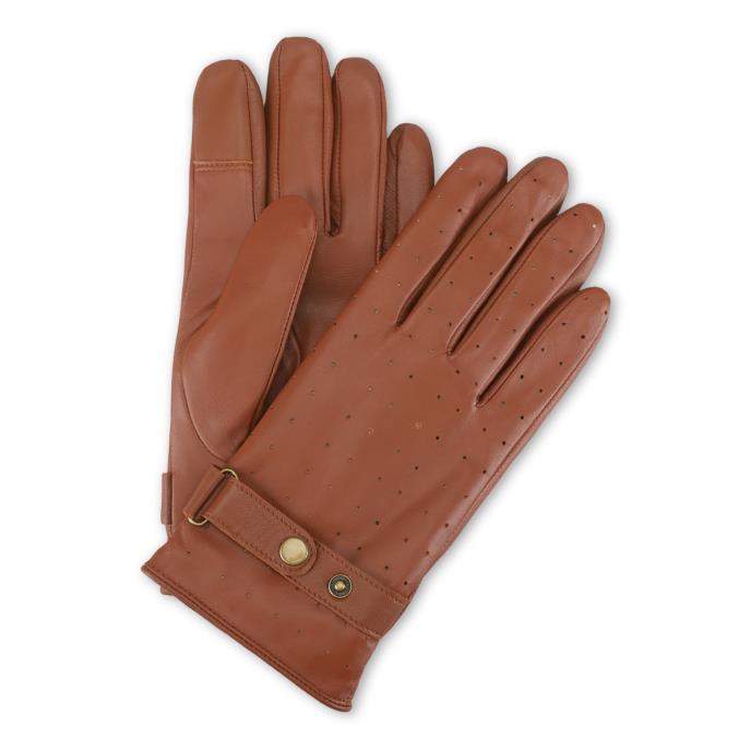 Isotoner Mens® Perforated Leather Driving Glove Tan