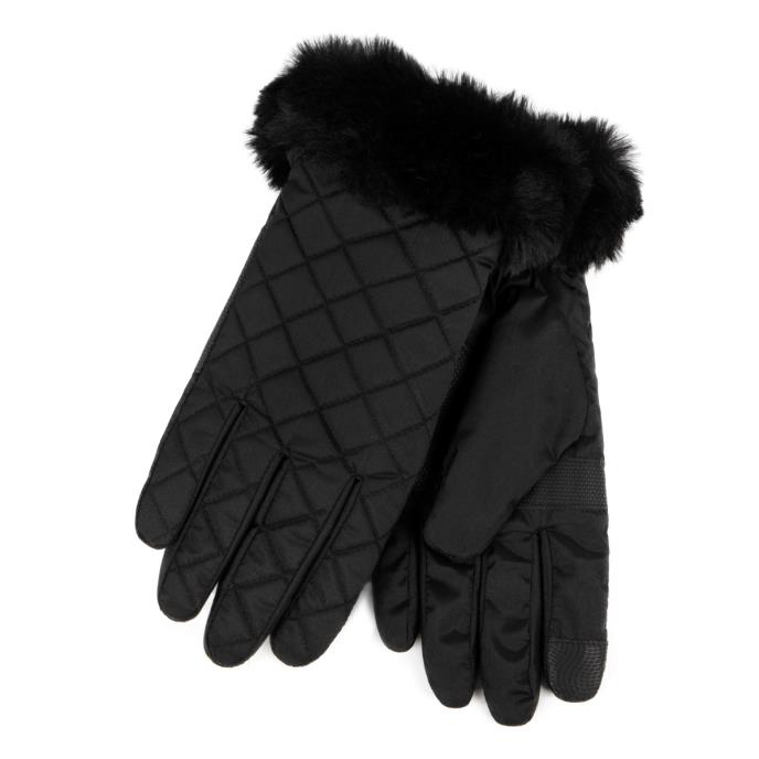 Isotoner&#174; Ladies SmarTouch™ Water Repellent Padded Gloves With Fur Cuff Black