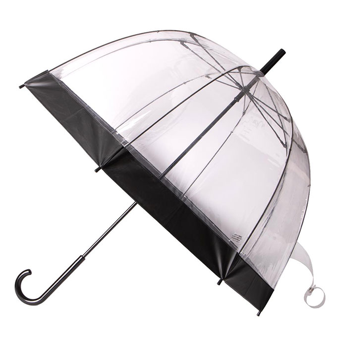 totes ECO-BRELLA&#174; PEVA Clear Dome Border Umbrella Black (3 Section)